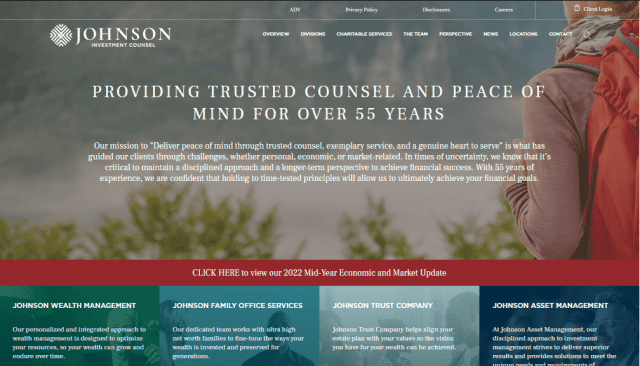 Screenshot of Johnson Investment Counsel's website